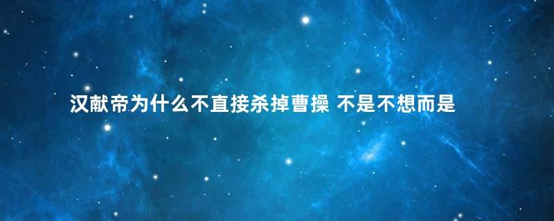 汉献帝为什么不直接杀掉曹操 不是不想而是错失了机会